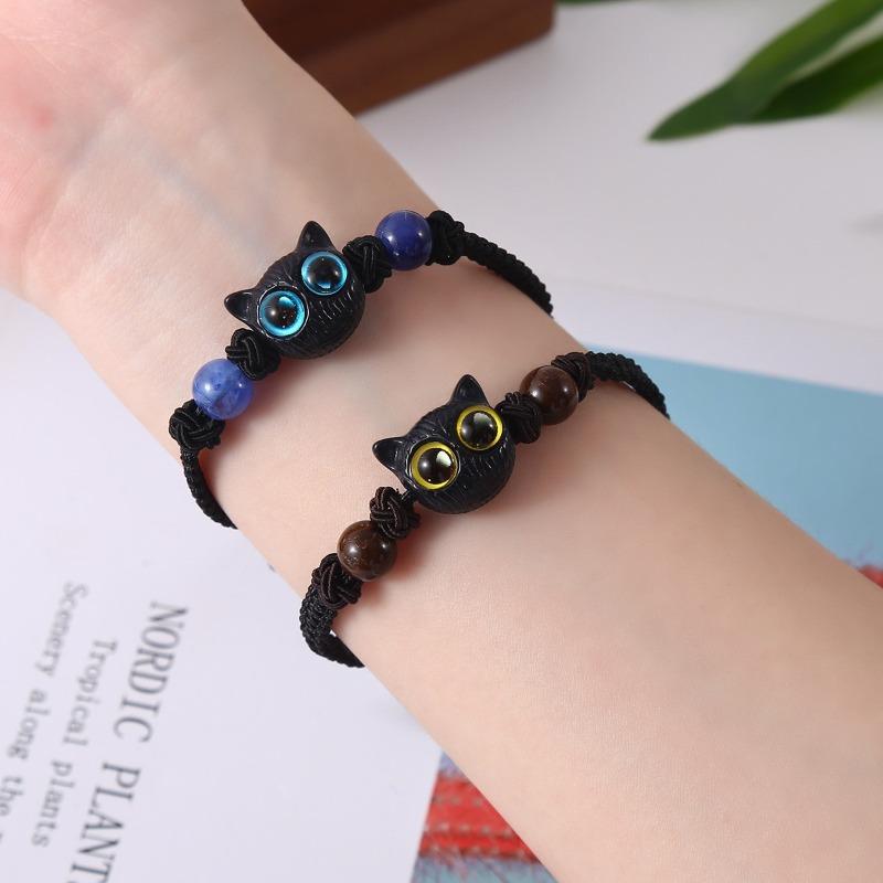 Hot-selling cat beaded bracelet cute cat elastic rope Jingdezhen ceramic bracelet