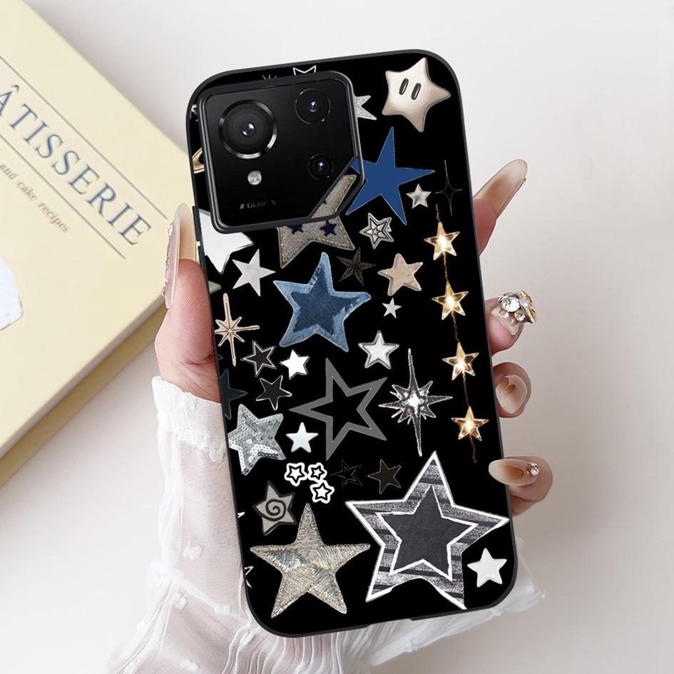 For Asus Rog Phone 9 Pro 5G Case Popular Flower Cartoon Soft Black Silicone Shockproof Cover For Asus Rog Phone 9 FE Phone9 Capa