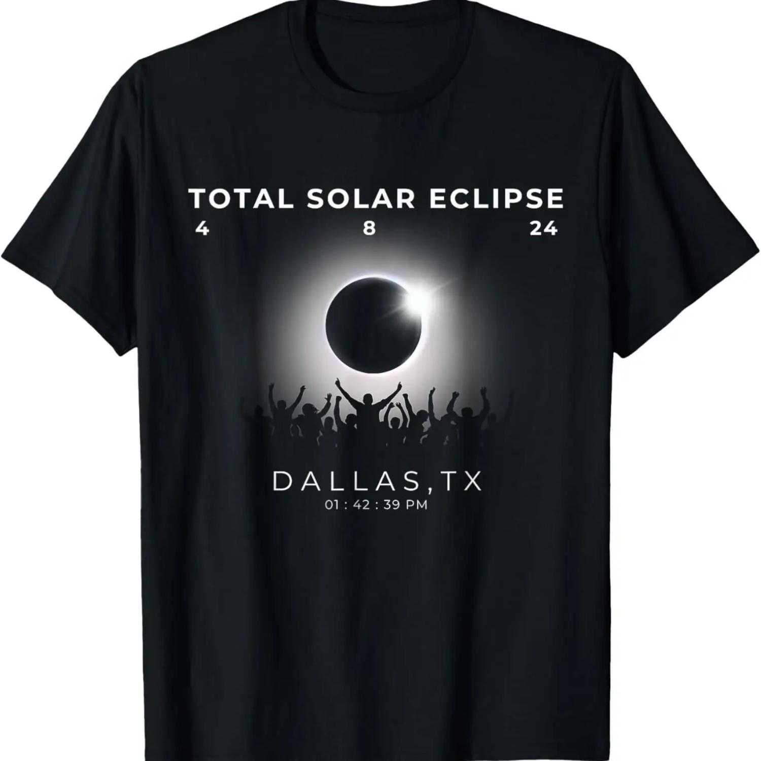 2024 Total Solar Eclipse Totality Dallas Texas Watch Party T-Shirt S чёрный