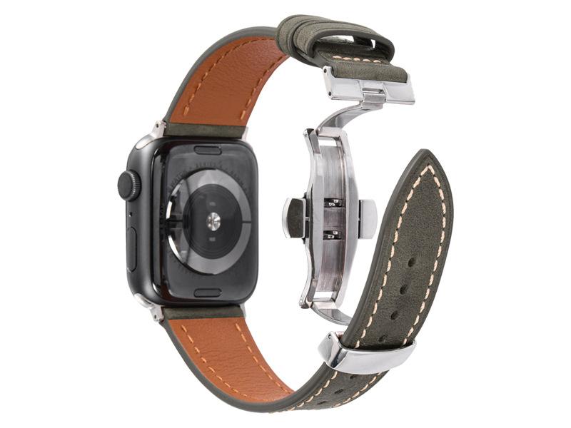 Luxury Genuine Leather Butterfly Buckle Strap for IWatch Serie 3 4 5 6 Se 7 BandFor Apple Watch 38MM 40MM 42MM 44MM