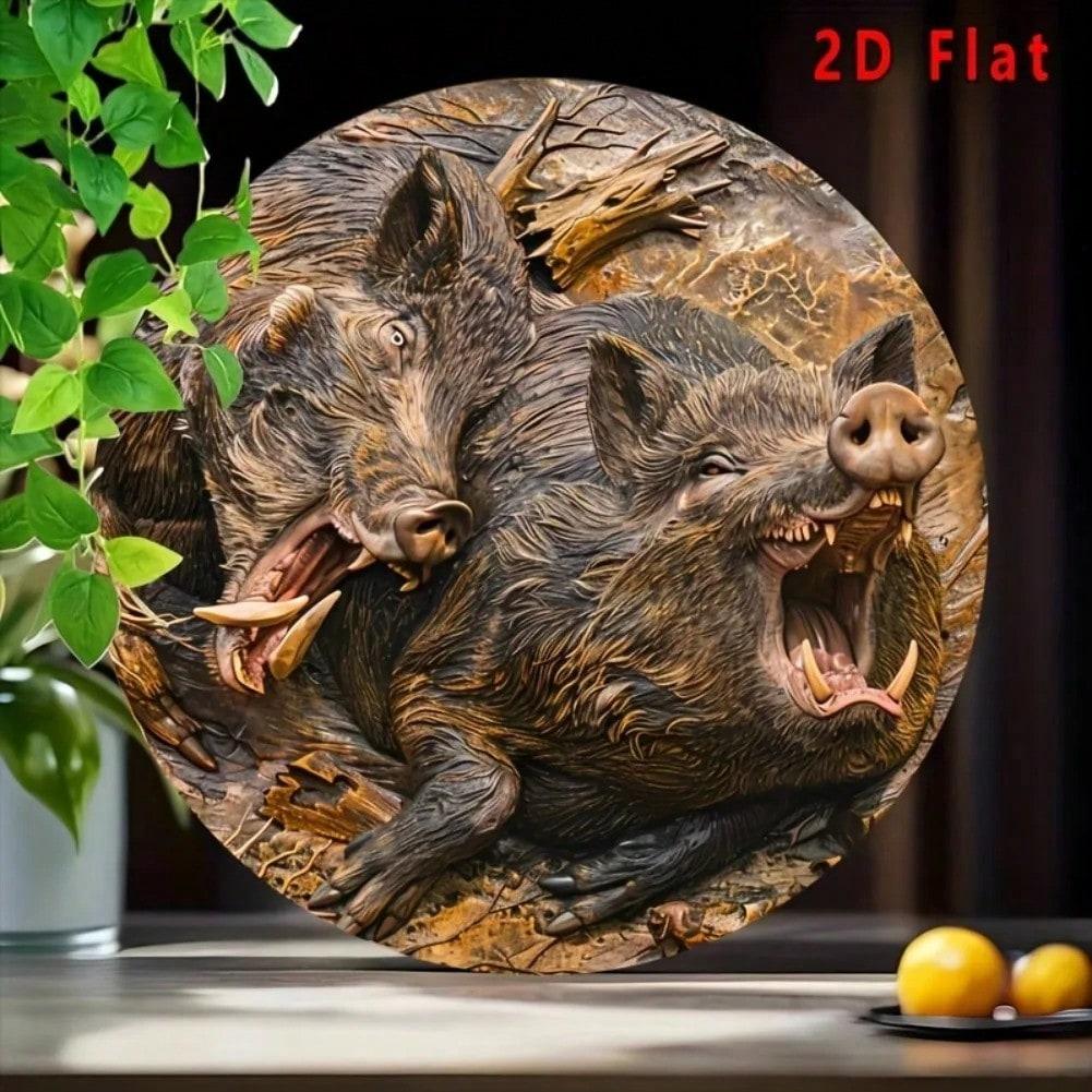 Железное Настенное Искусство Винтажный Кабан Металлическая Табличка 8-дюймовая Алюминиевая Декоративная Пластина 20x20