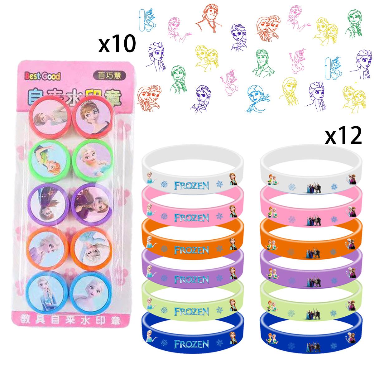 Faveurs de Célébration La Reine des Neiges Fournitures Anna Elsa Célébration de Princesse Timbres Souvenir Autocollants Bracelets Claquants Cadeaux Décorations de Célébration de Noël