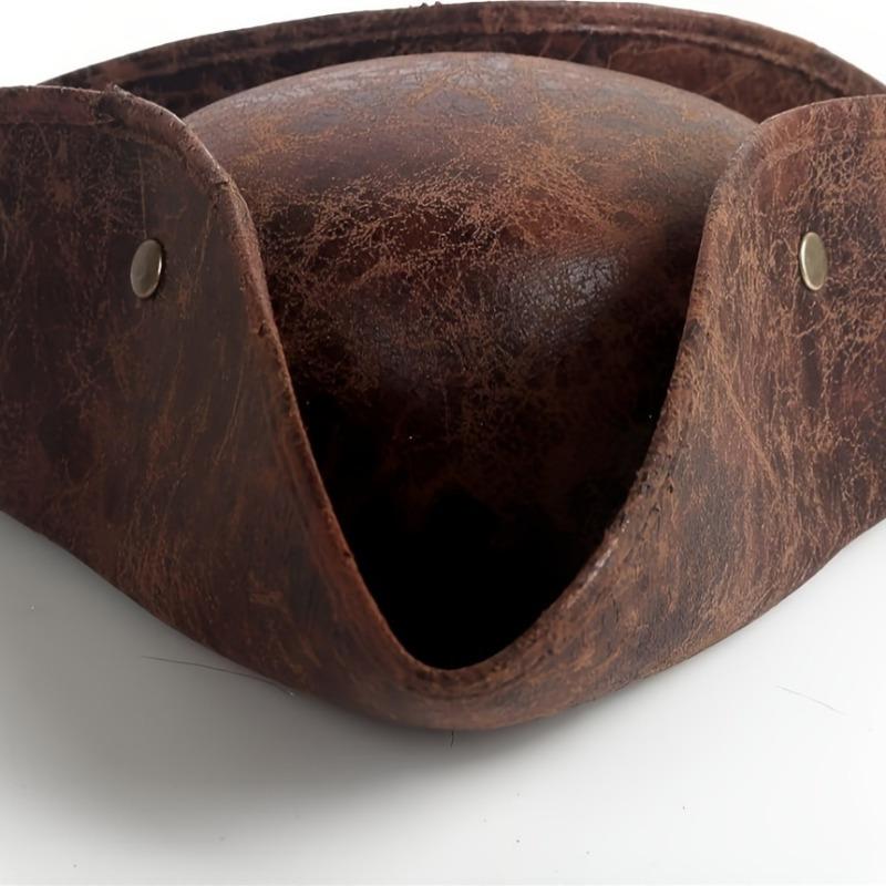 1Pc Pirate Tricorne Hat Suitable For Cosplay And Theme Parties - Elegant Faux Leather Style Durable Costume Accessory Vintage Brown Distressed Effect