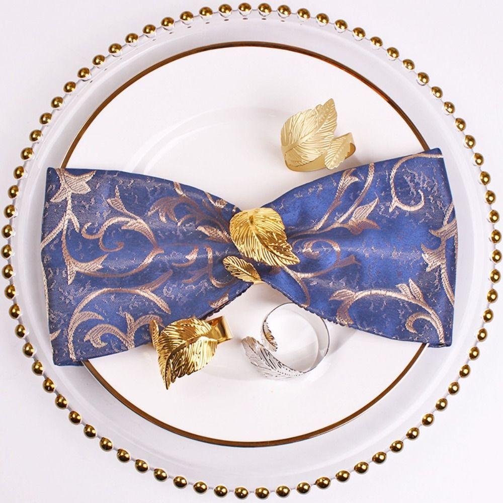 6PCS Leaf Napkin Ring Metal Napkin Ring Holder High-end Towel Ring Restaurant