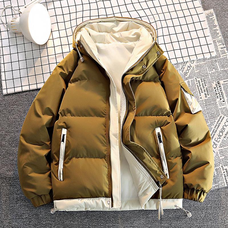 Fashion Men Casual Solid Color Hooded Parkas Male Black Khaki Warm Male Coat Padded Jacket Men Winter Parkas Thick Jacket Coats