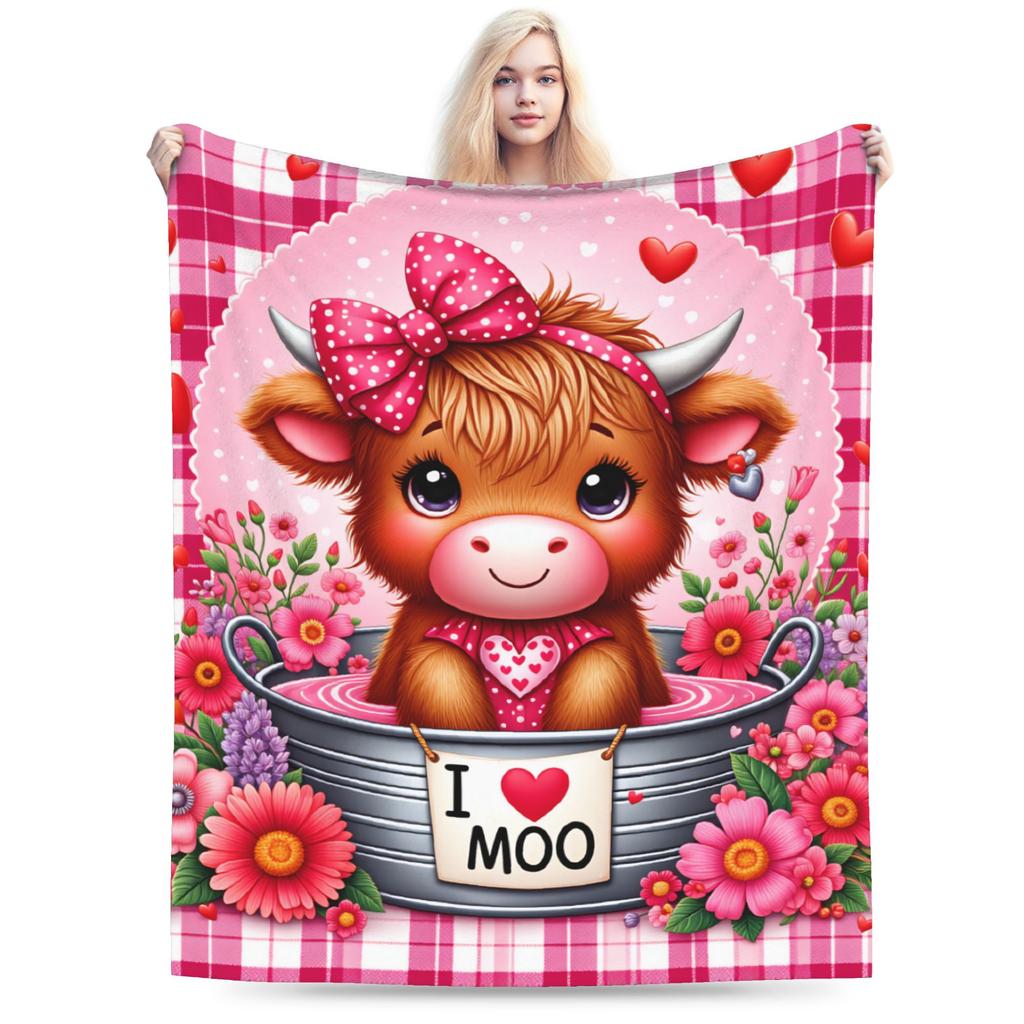 Soft Blanket Girls Boys Decorative Highland Cow Themed Throw Blanket  Flannel Bedspread For Outdoor Funny Sofa Bed Cover