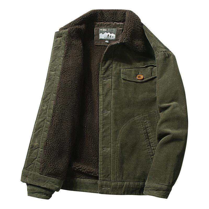Winter Corduroy Men's Cotton Jacket Stand Collar Casual Jacket Warm Cotton Jacket