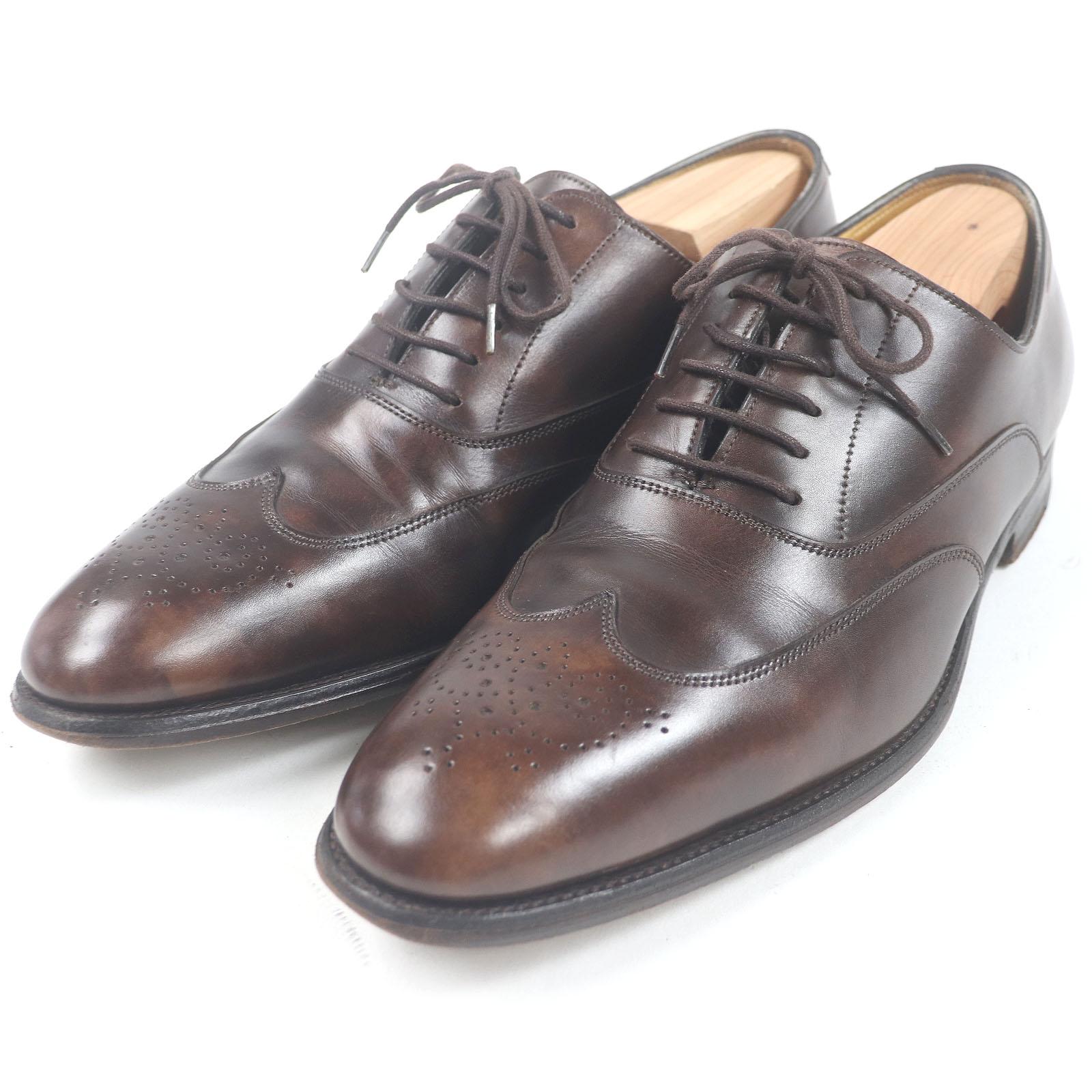 

HERMES JOHN LOBB Dress shoes Wingtip Medallion Lace-up Brown leather mens 40.5 Used