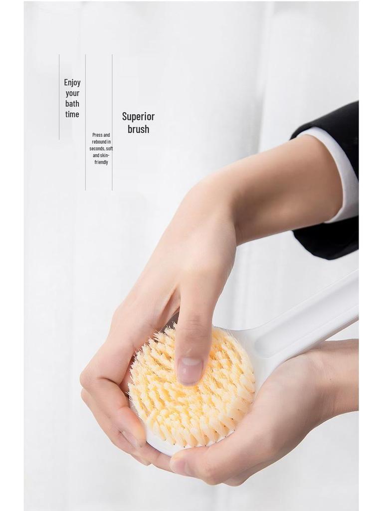 Soft Bristle Long Handle Bath Brush & Back Scrubber with Sponge Bath Ball