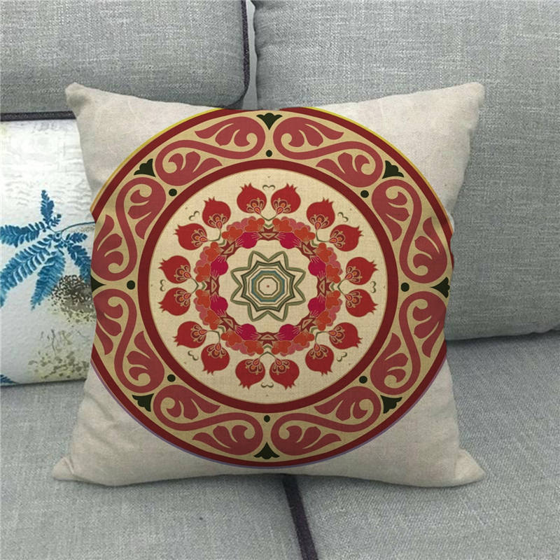 Home Decor Colorful Mandala Pattern Digital Print Pillowcases Pattern Cushion Cover Suitable for Sofa Bedroom Car Pillow Cover