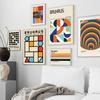 Bauhaus Geometrische Figur Linien Regenbogen Abstrakt Wandkunst Poster Drucke Leinwandmalerei Hotel Bar Bilder Für Wohnzimmer Dekor