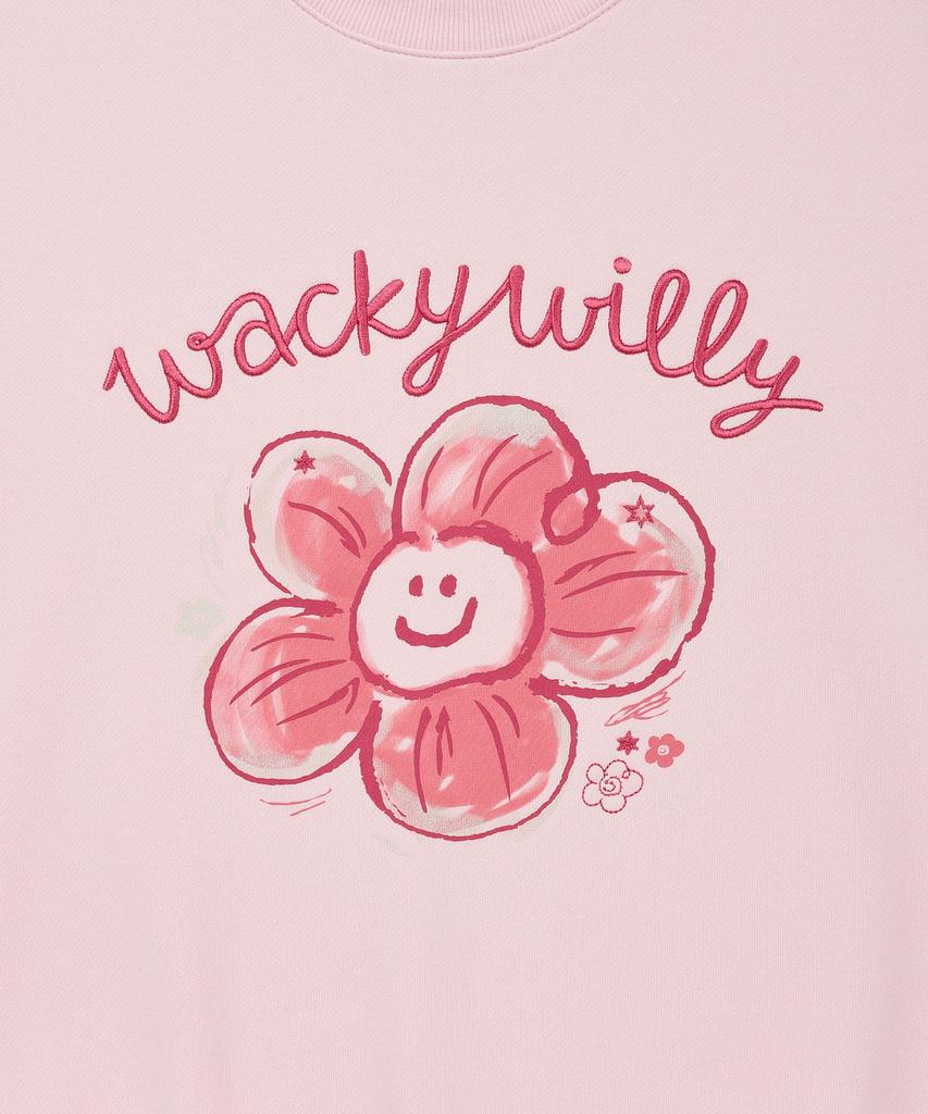 Wacky Willy [26Ss] Women'S Big Lily Graphic Sweatshirt Pink