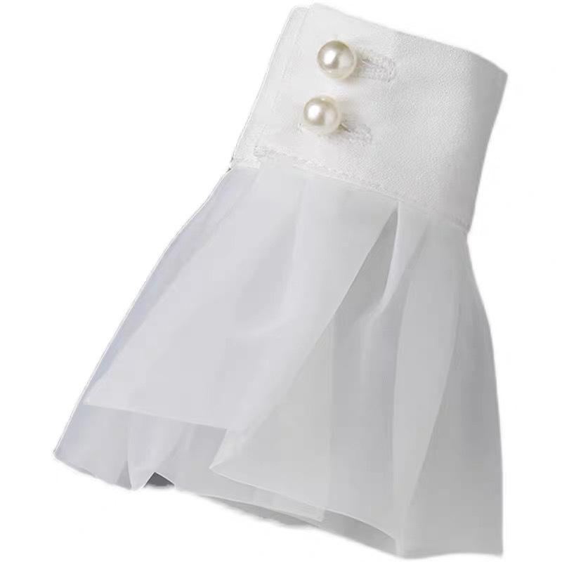 Women Girls Fake Flare Sleeves Mesh Pleated False Cuffs Sweater Blouse Wrist Arm Cover Gloves Warmers Accessories