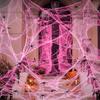 Stretchable Spider Cobwebs Pink Fake Spider Web Scary Cotton Cobweb  Indoor Outdoor