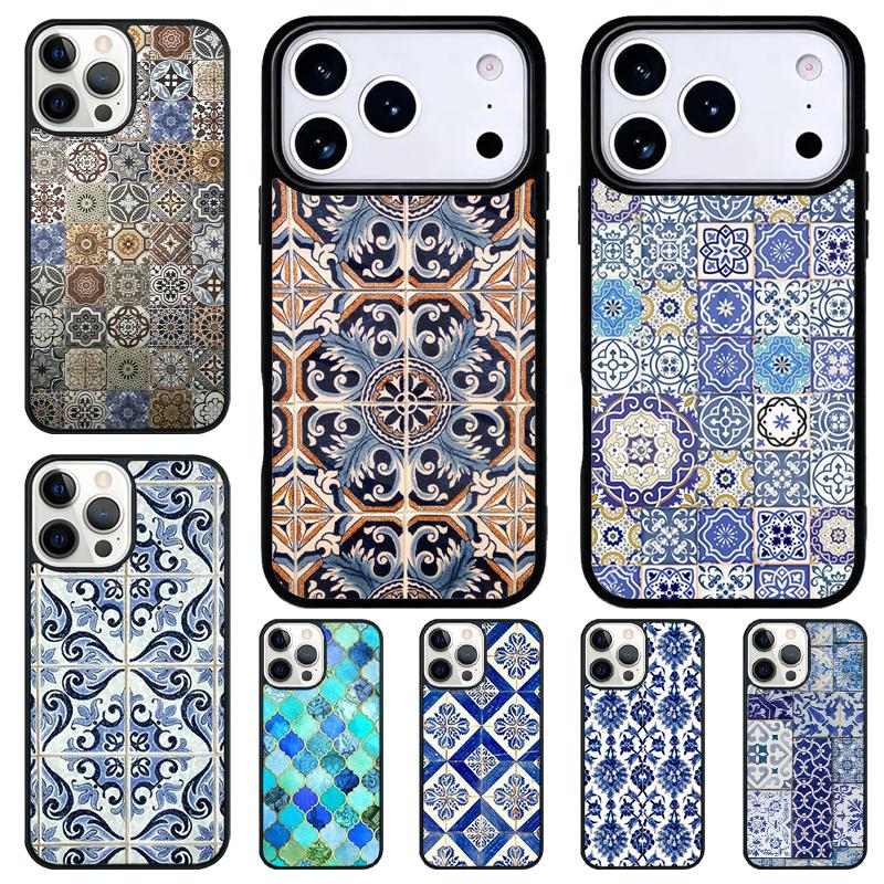 art Decorative Moroccan Tile Phone Case for iPhone 17 Air 16 15 11 12 14 13 Pro Max Shockproof Cover
