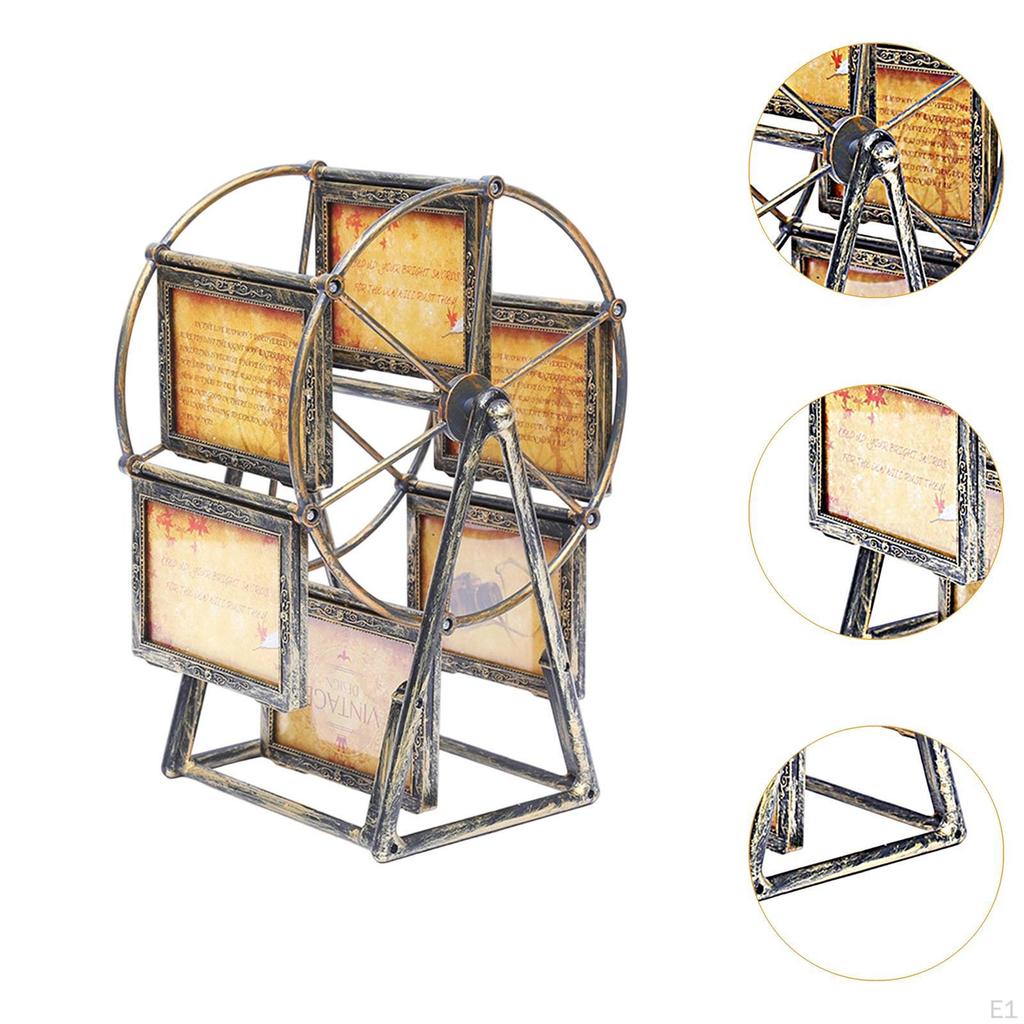 Rotating Wheel Picture Frame Photo Holder Home Decor, Gifts, Desktop Vintage for