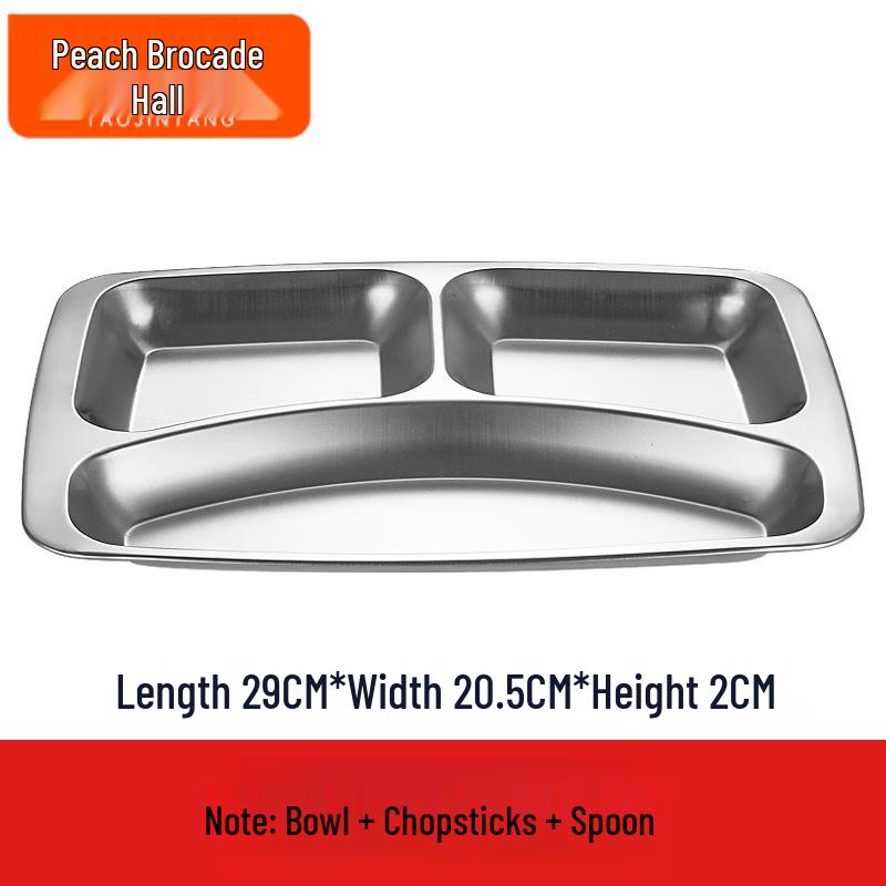 

304 Stainless Steel 3-Compartment Lunch Tray