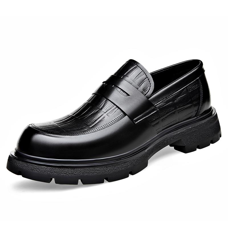 

Black classic men s leather shoes High quality business DRESS styles Fashion party Outdoor height increasing adult shoes 44