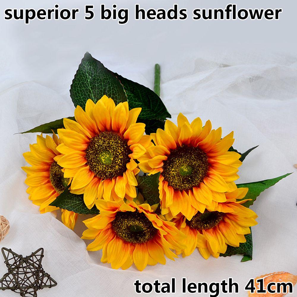 5/7/22 Heads DIY Craft Real Touch Home Decor Wedding Decoration Fake Flores Bouquet Silk Sunflower Artificial Flower