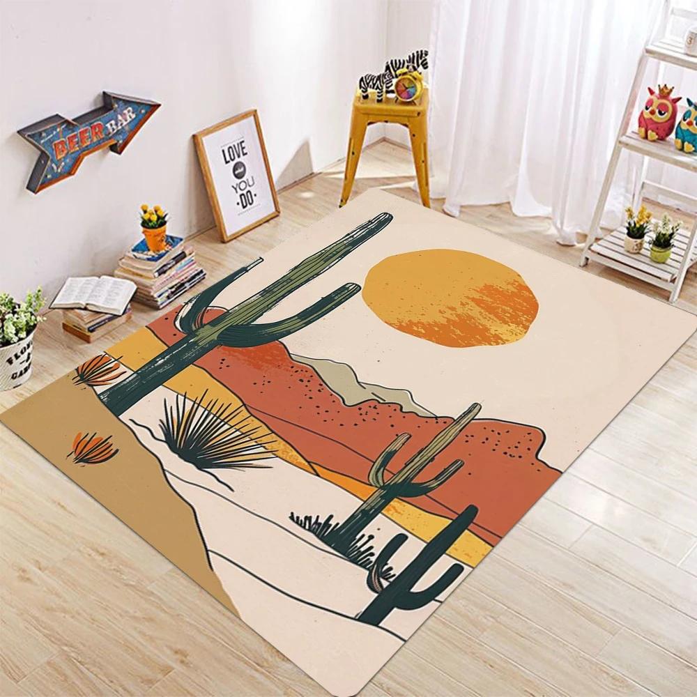 Artistic Aesthetics Cactus Mountain Simplicity Carpet Living Room Bedroom Home Sofa Decoration Children's Non Slip Foot Pad