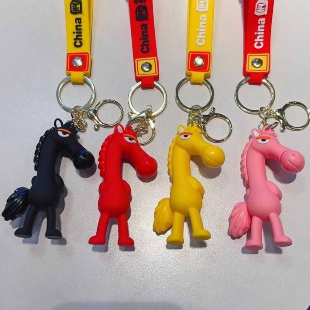 Cute Lucky Horse Keyring Traditional New Year Keyring Funny Animal Car Keychain  Bag Decoration