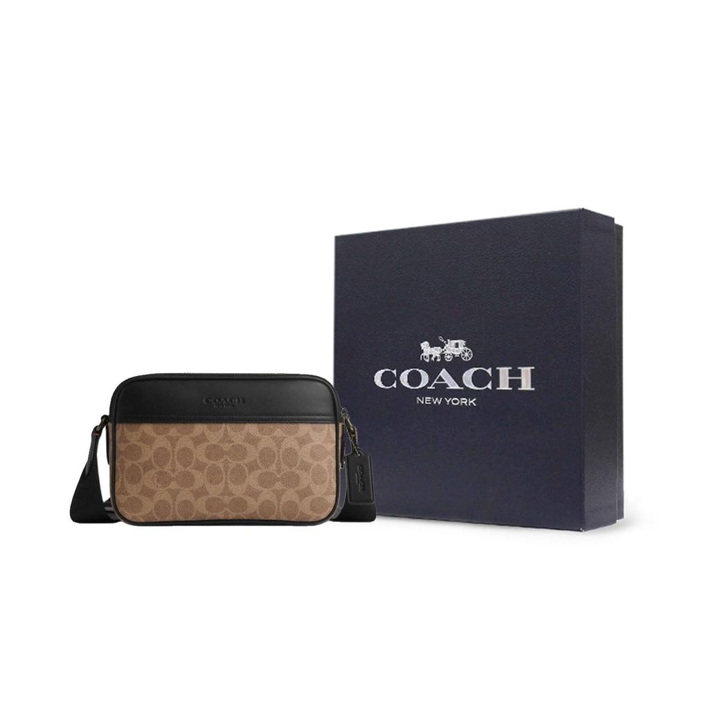Coach Graham Artificial Leather With Cow Leather Shoulder Bag, Crossbody Bag Medium Men's Brown & Yellow & Black CV921-QBNRX