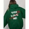 Women'S Fleece Shoulder Sleeve Sweater Plain Letter Print Kangaroo Pocket Drawstring Print Hoodie