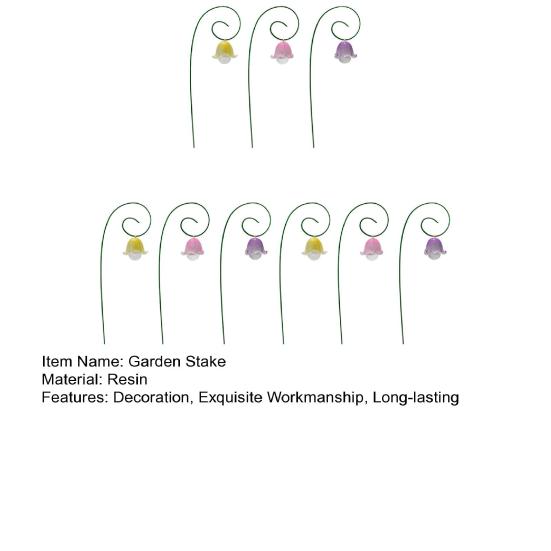 9Pcs Garden Stake Lily of The Valley Fairy Garden Stake Set Resin Flower Stake for Outdoor Decoration