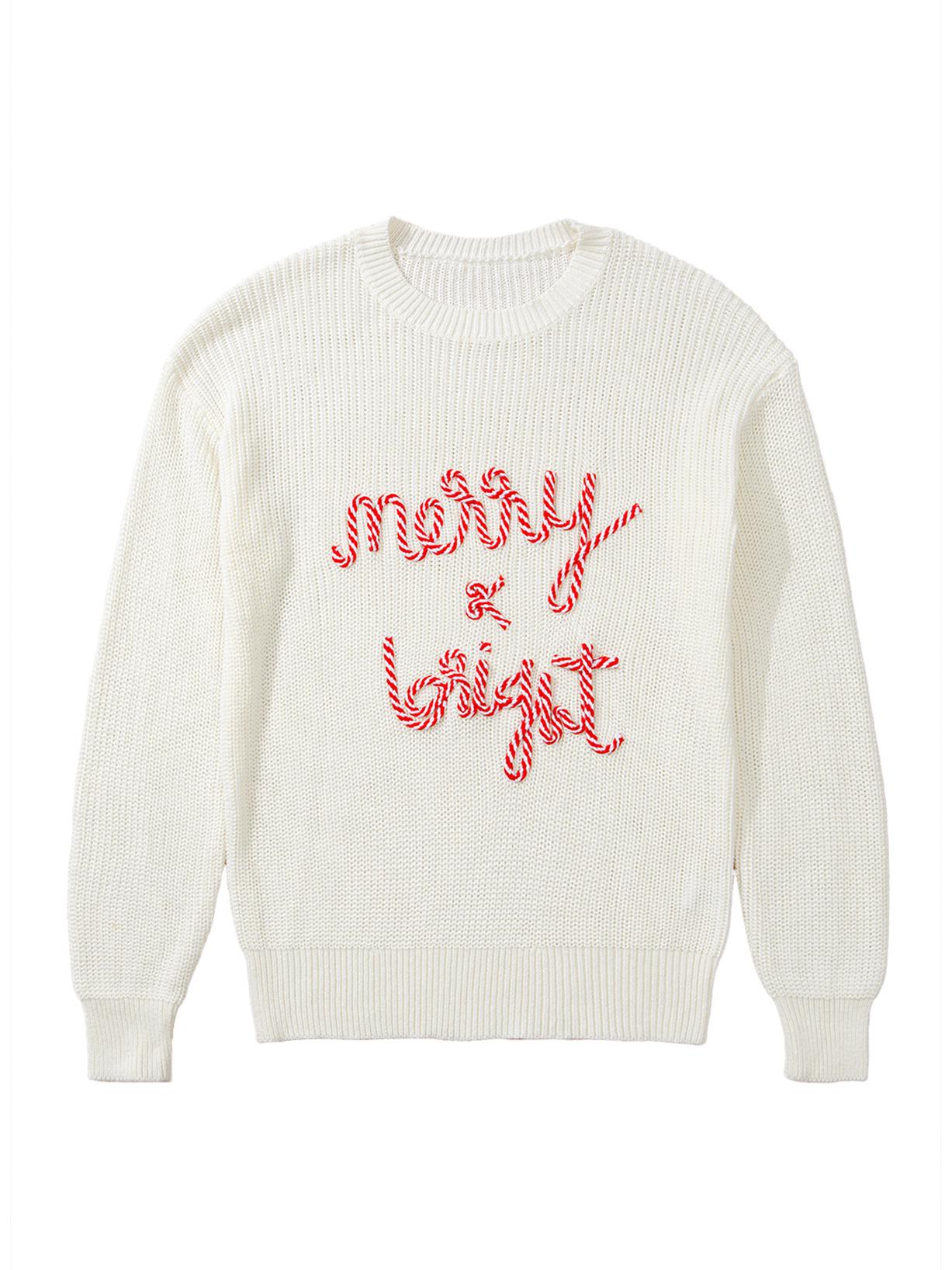 

Женский жаккардовый вязаный свитер с круглым вырезом Shiying – европейский и американский стиль, длинный рукав, пуловер свободного кроя L белый