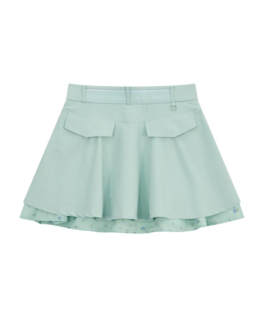 CHUCUCHU Pastel Double Flare Skirt (Pink) Cbfss-Sk001W