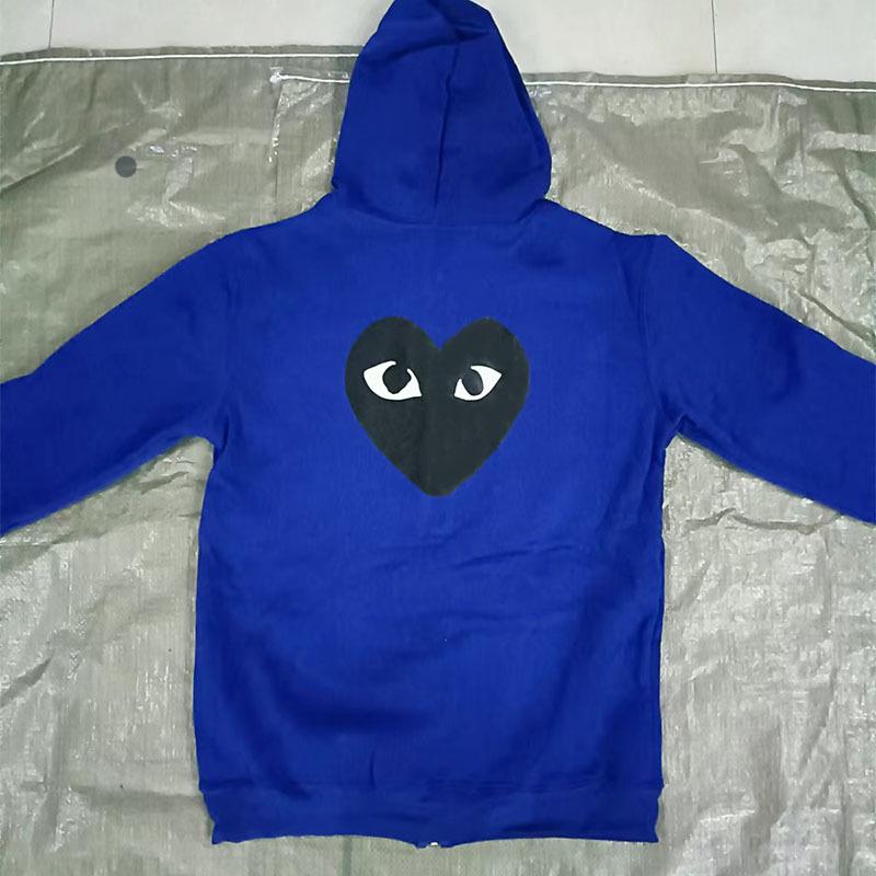 Stilvolle Schwarz-Weiß-Jacke mit Kapuze und schwarzem Herz für Damen und Herren, Herbst/Winter 2018 Kollektion