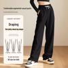 Baleno Women's Fleece-Lined High-Waist Straight Wide-Leg Casual Pants