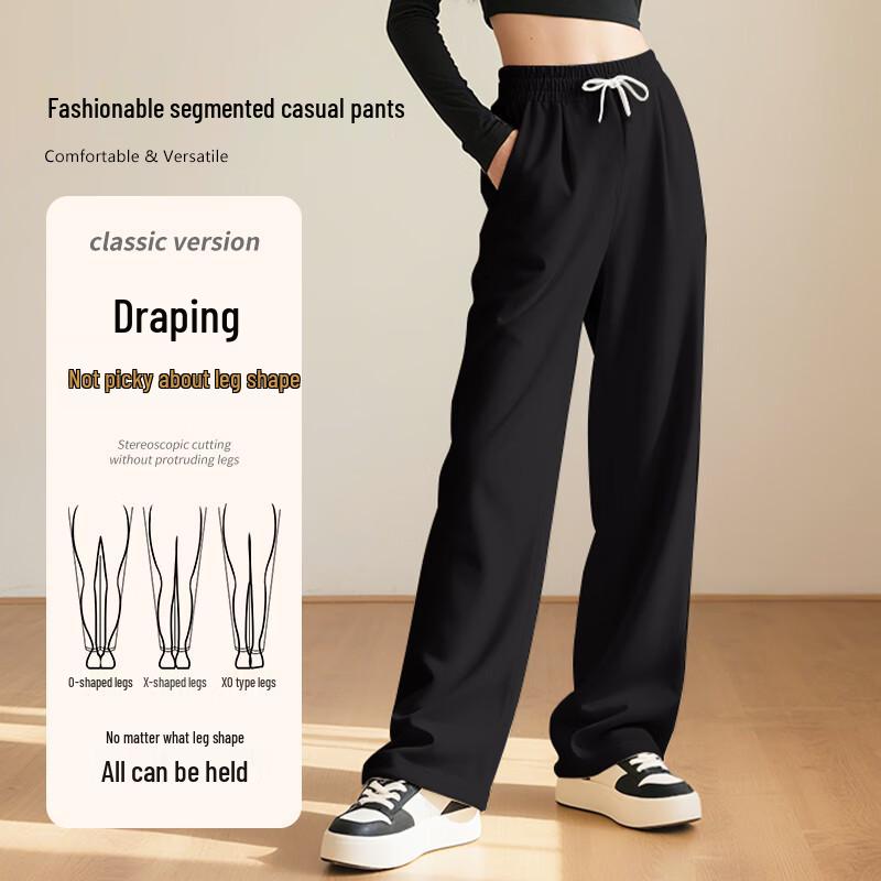 Baleno Women's Fleece-Lined High-Waist Straight Wide-Leg Casual Pants