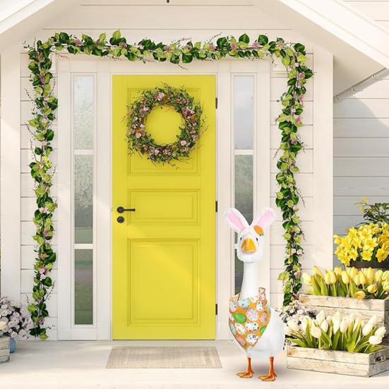 Easter Porch Goose Outfit Spring Lawn Garden Goose Clothes with Bunny Ear And Bandana