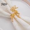 Formal Dinner Table Decor Christmas Deer Napkin Ring, Faceted Metal Elk Holder, Reusable Silver Ring for Xmas Holiday Wedding Receptions Dining