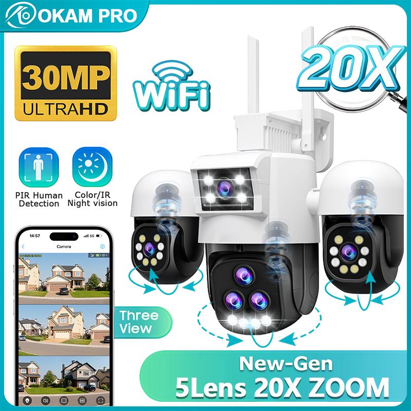 

Камера безпеки OKAM 20X ZOOM HD 30МП WIFI Камера Зовнішня Водонепроникна PTZ Виявлення руху Нічне бачення Двосторонній зв язок IP CCTV Camera