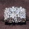 Huitan Charming Flower Design Women Ring Fresh Style Full Sparkling CZ Fashion Elegant Wedding Daily Accessories Party Jewelry
