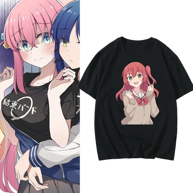 2026 Summer Bocchi The Rock! Kessoku Band Color Block Black T Shirt Oversized Streetwear Anime Graphic Tee for Men Women