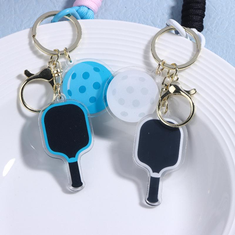 Chaveiro Criativo de Raquete de Pickleball de Metal Chaveiros de Bola Oca Colorida Pingente de Sacola de Festa para Fãs de Dink Ball