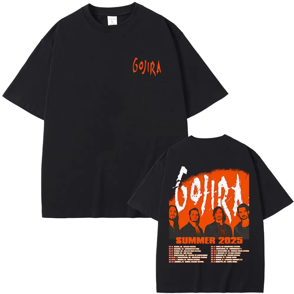 Metal Band Gojira Summer Tour 2025 T-shirts Men Women Fashion Vintage Rock T-shirts Male Cotton Oversized T Shirt 90s Streetwear