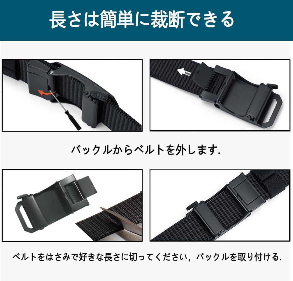 LionVII Nylon Belt Work Belt for Golf Outdoor Belt for No Stepless Adjustment Men's - Auto-Lock Mountaineering, Sports, - Workwear, Unisex, Holes,