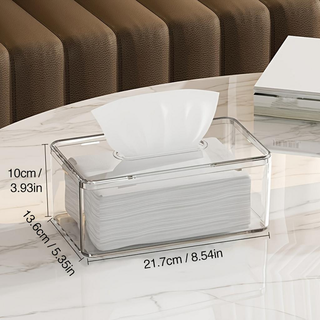Facial Tissue Box with Cover Table Clear Dryer Sheet Dispenser Rectangular for Desks Countertop Vanity Bedroom Dressers