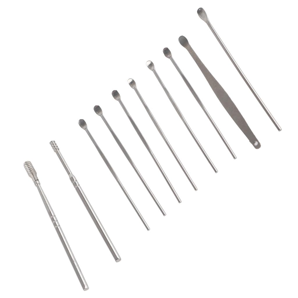 Stainless Steel Spiral Ear Wax Cleaner Set Portable Ear Pick Spoon Earwax Removal Tool Kit