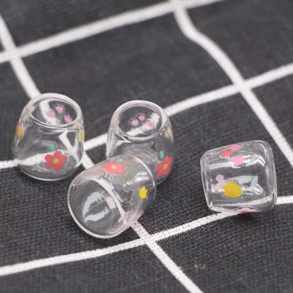 4Pcs 112 Dollhouse Miniature Cartoon Clear Glass Cup Model Simulation Kitchen Furniture Toys For Doll House Decoration