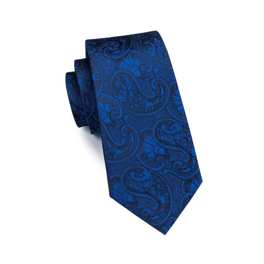 Hi-Tie Conjunto de corbata de seda de cachemira azul para hombre, broche, alfiler, corbata, pañuelo, gemelos, Clip de corbata para negocios