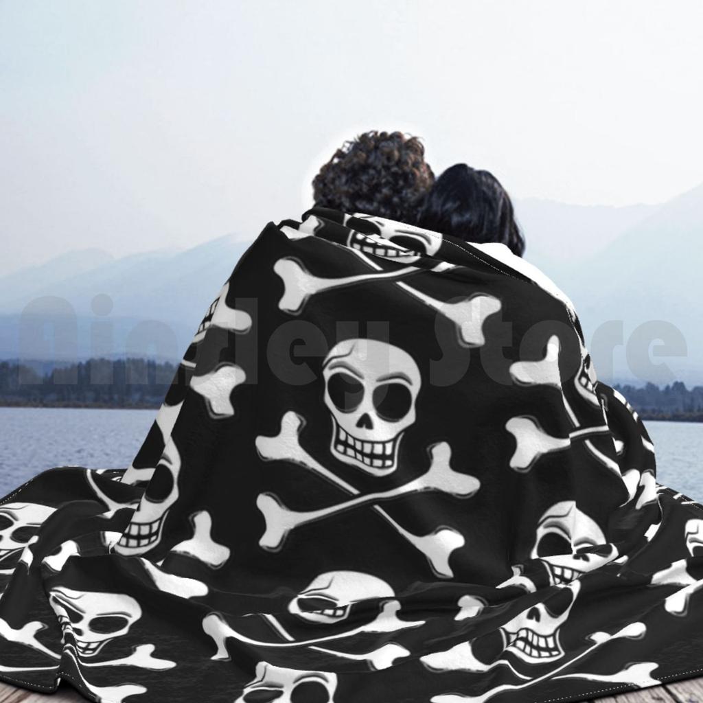 Scull And Crossbones-An Eternal Smile Blanket For Sofa Bed Travel Skull Crossbones Skull And Crossbones Pirate