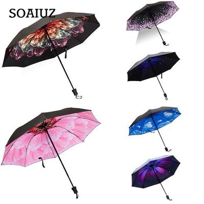 1 peça guarda-chuva floral invertido de cabeça para baixo, camada dupla à prova de vento, design reverso