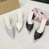 Fashion High-Heeled Shoes Lady Cover Toe Womens Slippers Outdoor Slides Shallow Female Mule Thin Mules Pointed Pumps Shoes Woman 2025 Po