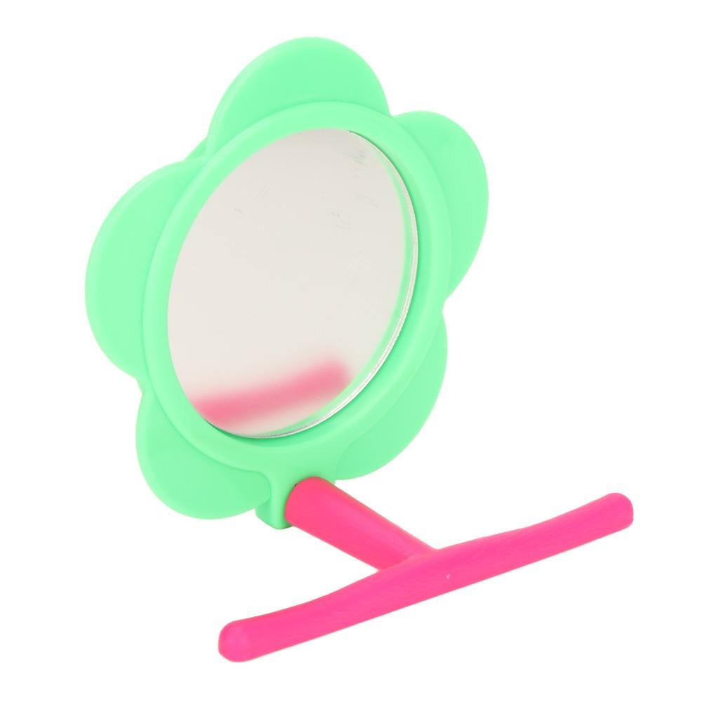 Plastic Material Parrot Mirror Stand Toy Flower Shape Bird Cage Mirror Toy  For Budgie
