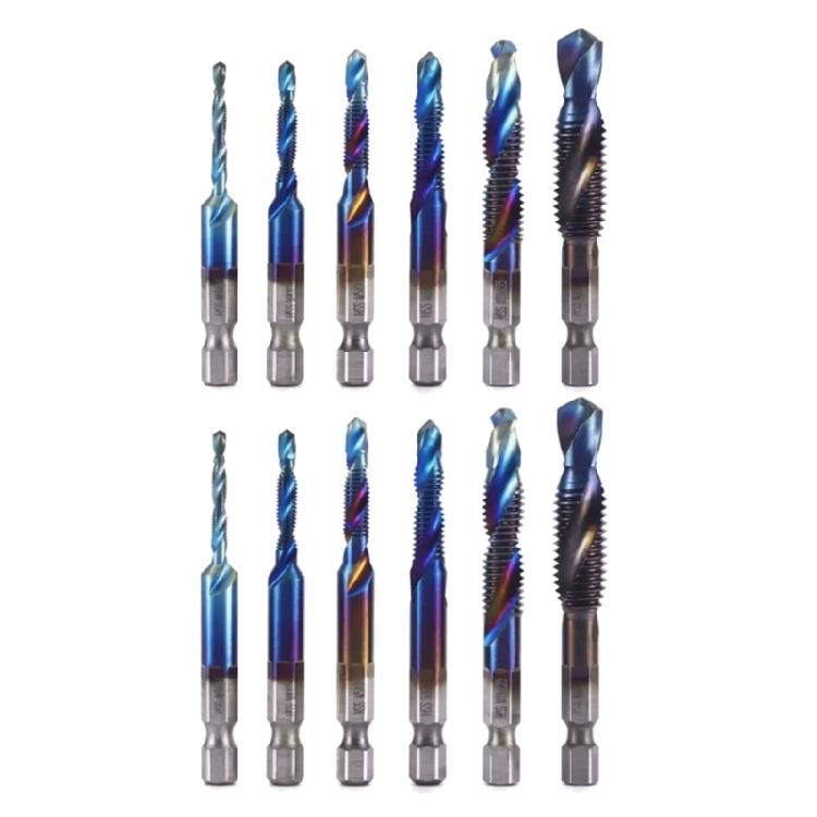 Hex Shanks Metric Tap Drill Bits 3 to M10 Titaniums Plated HSS for Easy Hole Tapping Chamfering